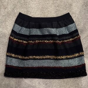 Tory Burch Black and Gold Mini Skirt